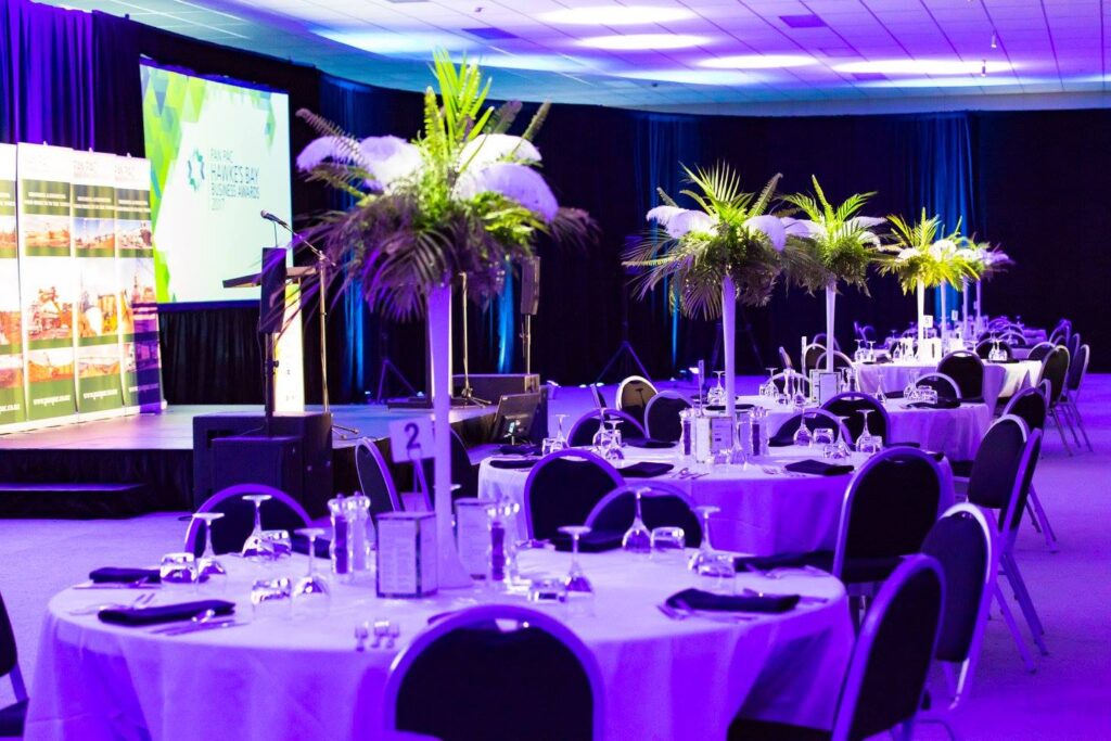 Event Centre set up for a conference dinner