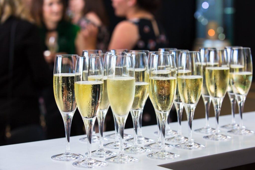 Glasses of sparkling wine