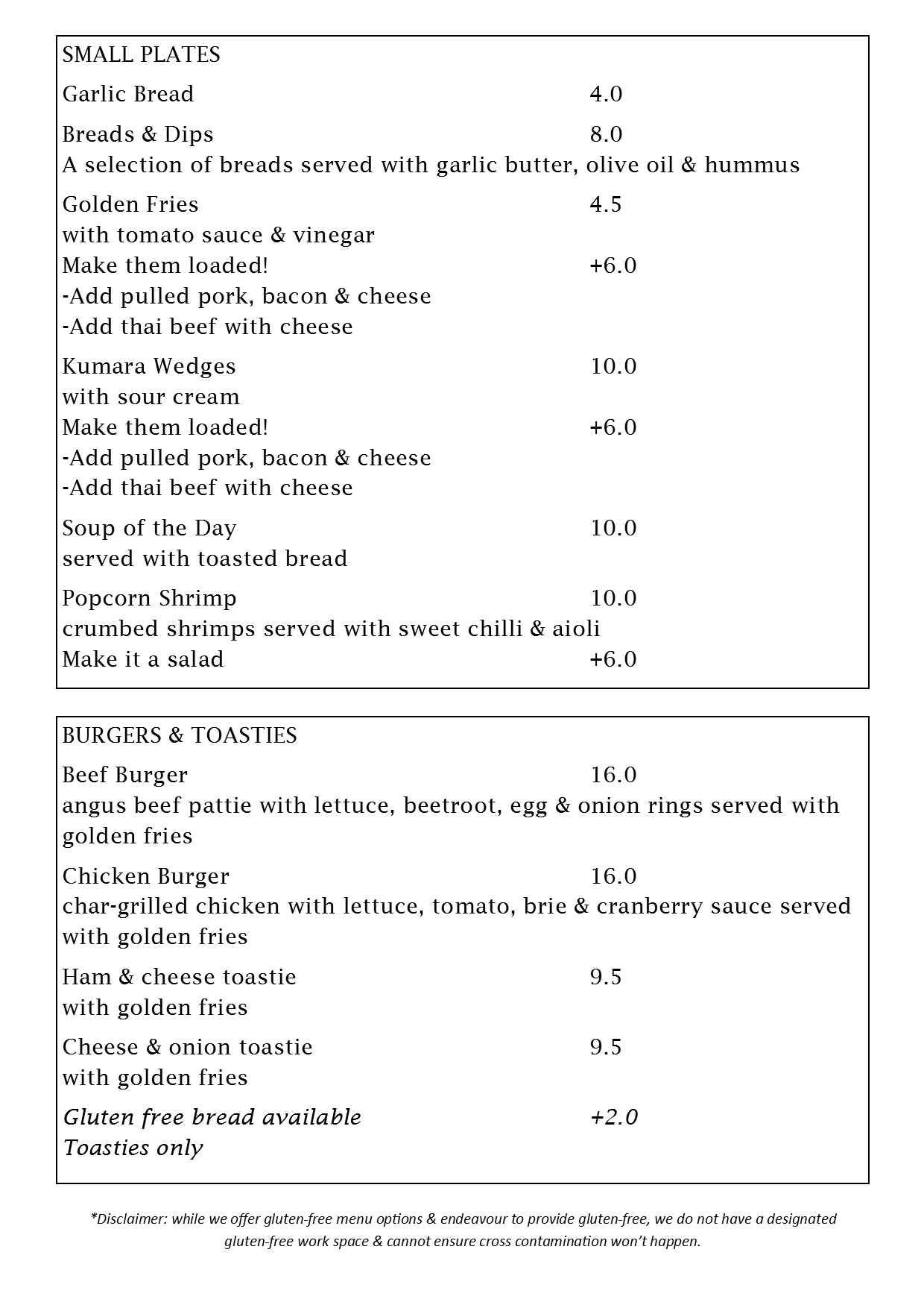a-la-carte-menu-hastings-rsa