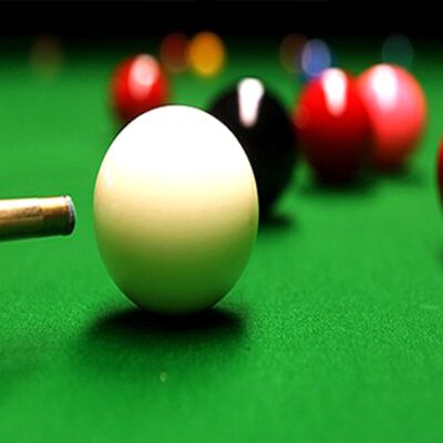 Snooker balls on a snooker table