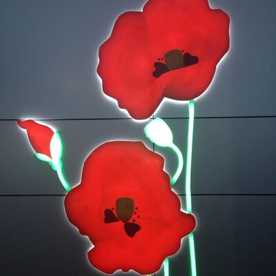 Illuminated poppy sculpture